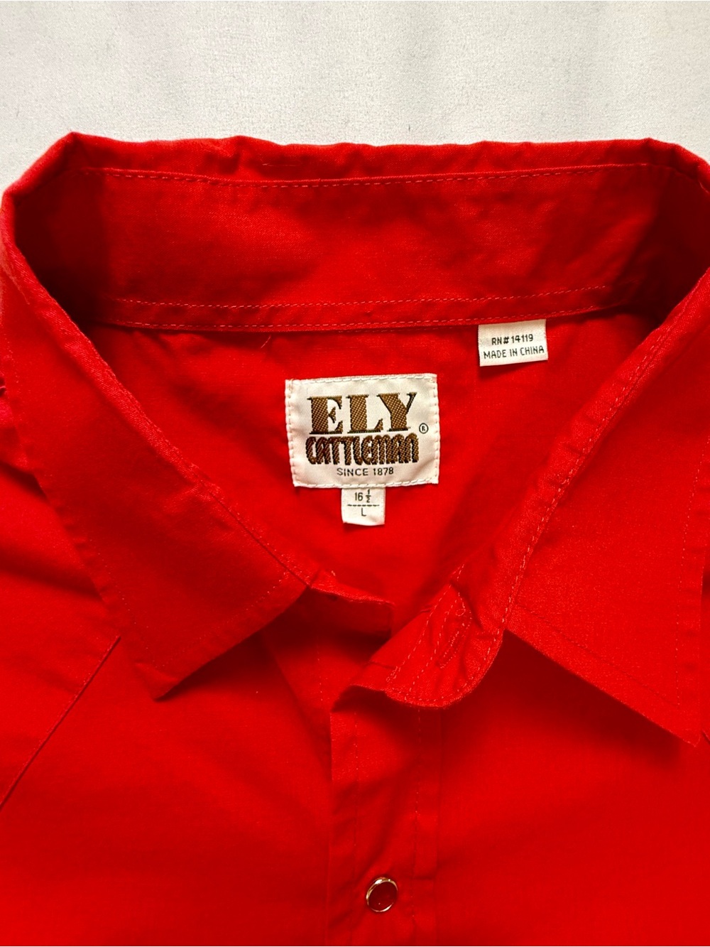 Ely Cattleman Men's Bright Red Short-Sleeve Western Snap Button Shirt - Picture 4 of 6